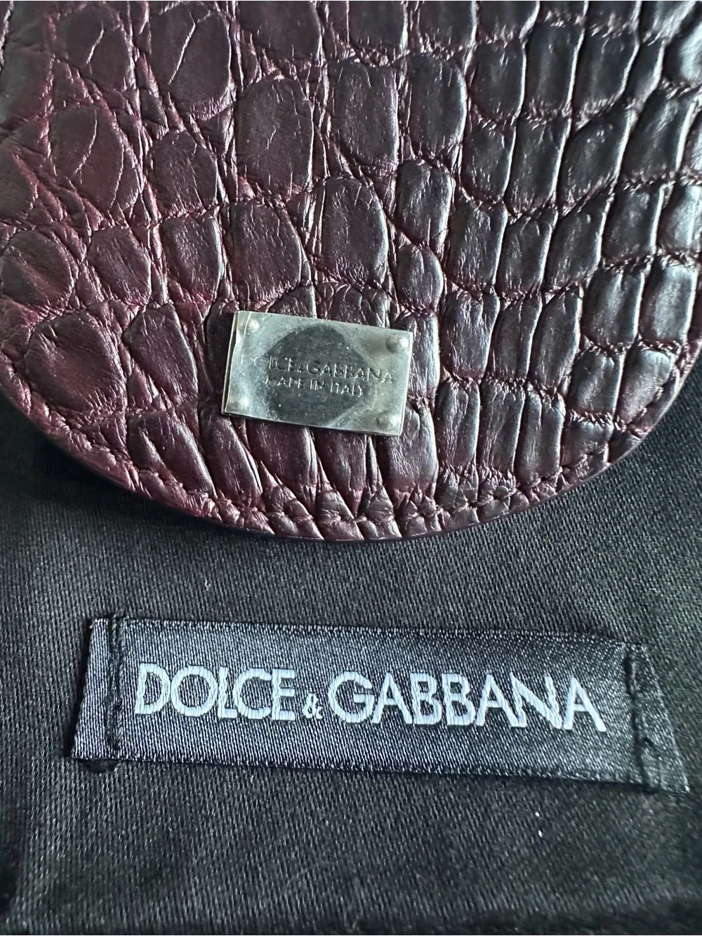 Dolce & Gabbana Burgundy Caiman Leather Bifold Wallet NWT Made In Italy